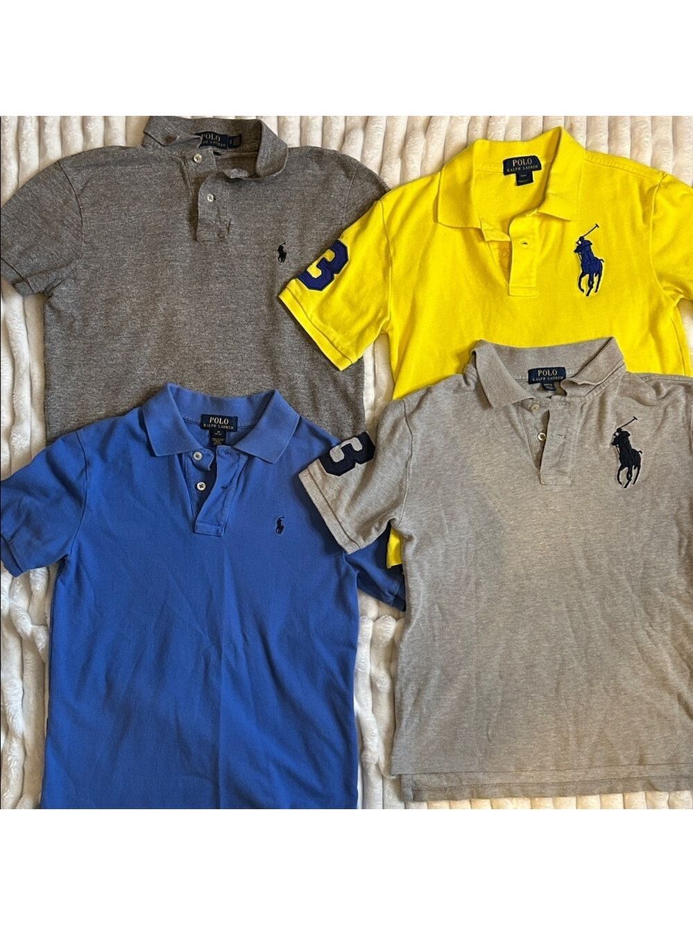Polo by Ralph Lauren Boys Polo Bundle in Yellow, Blue & Gray | Size Medium